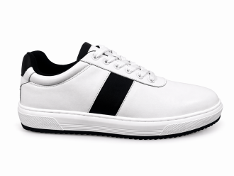 White Leather Casual Sneakers-BOM-CS2-WHT